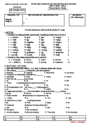 Đề thi học sinh giỏi cấp huyện môn Tiếng Anh Lớp 6 - Năm học 2019-2020 (Có đáp án)